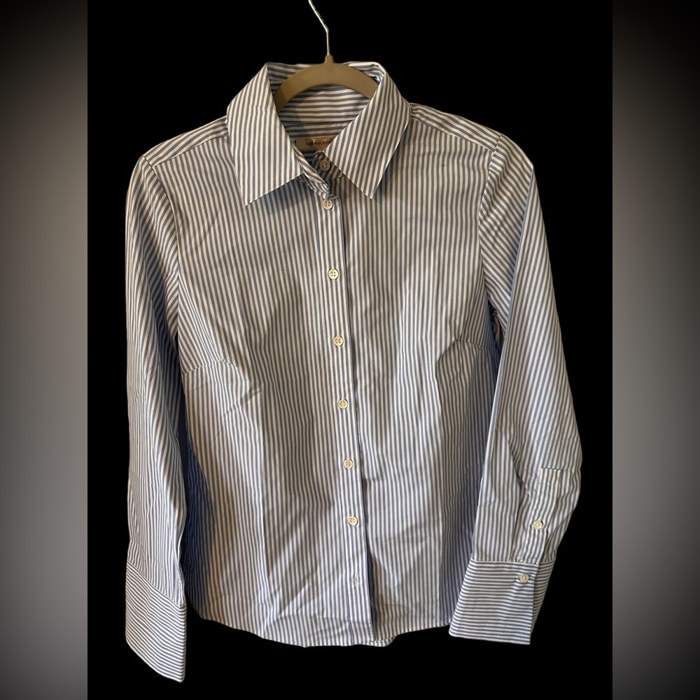 Banana Republic NWT gray and white pinstriped button down